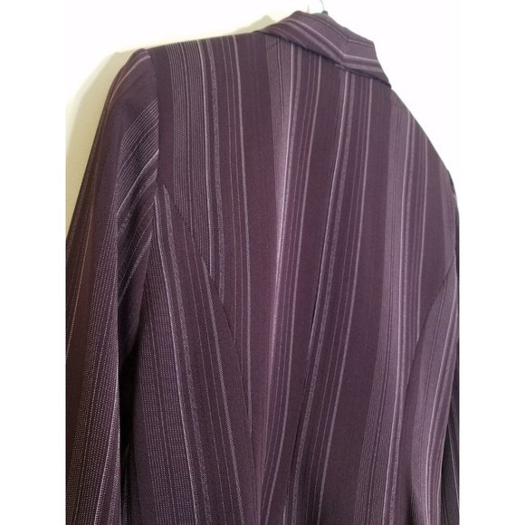 DANNY & NICOLE NEW YORK SIZE 10 WOMENS BLAZER PURPLE PINSTRIPE POLYESTER S289 - Picture 4 of 7